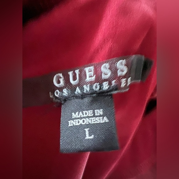 GUESS BLOOD RED peplum suede Silver studs blouse top sexy - Picture 4 of 4